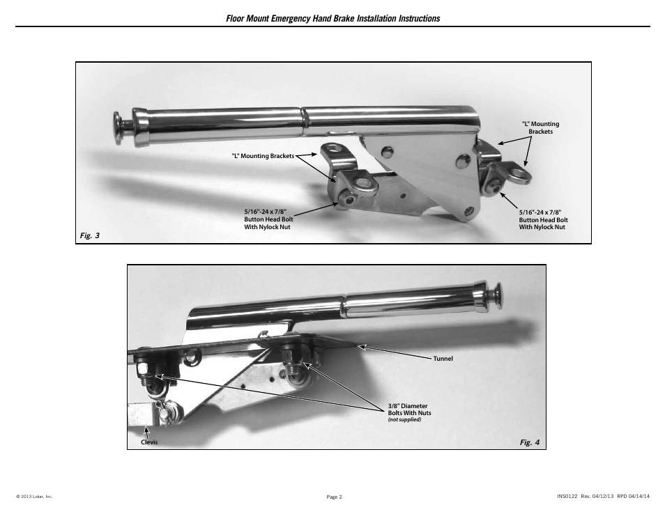 Lokar Floor Mount Emergency Hand Brake User Manual | Page 2 / 2