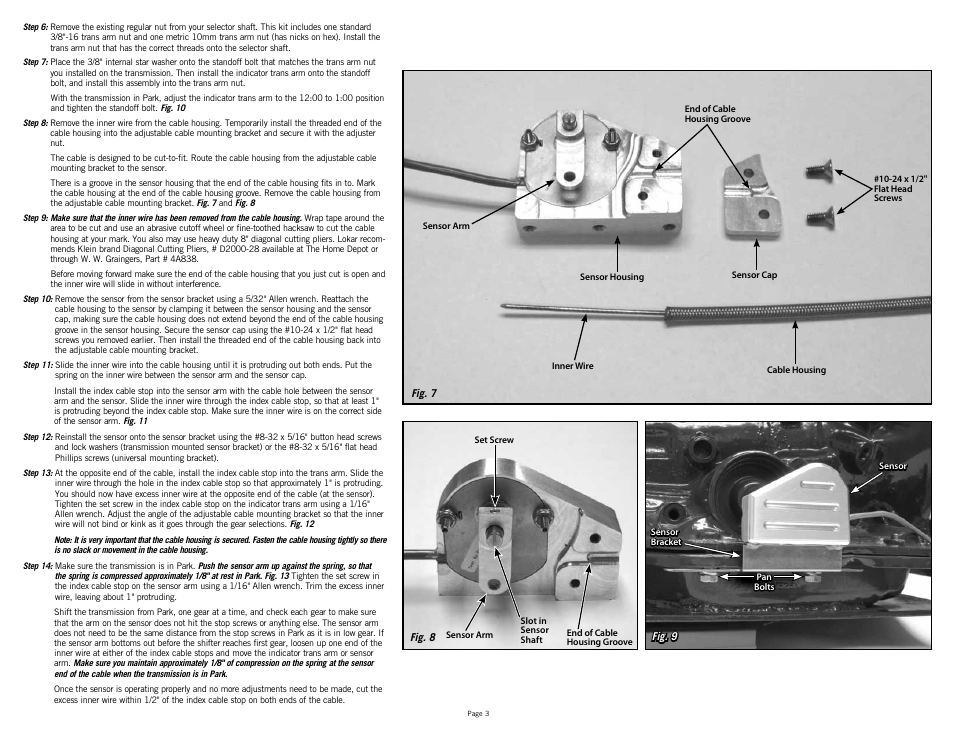 Lokar Cable Operated Sensor Kit-GM User Manual | Page 3 / 6