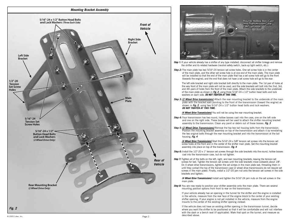 Lokar Automatic Trans Mount Shifter Ford AOD, 4R70W, and AODE User Manual | Page 2 / 6