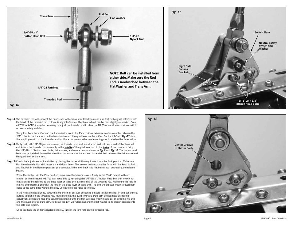 Lokar Automatic Trans Mount Shifter Ford AOD, 4R70W, and AODE User Manual | Page 5 / 6