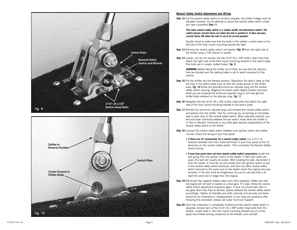 Lokar Automatic Transmission Shifter Ford AOD, 4R70W, and AODE Floor Mount User Manual | Page 5 / 6