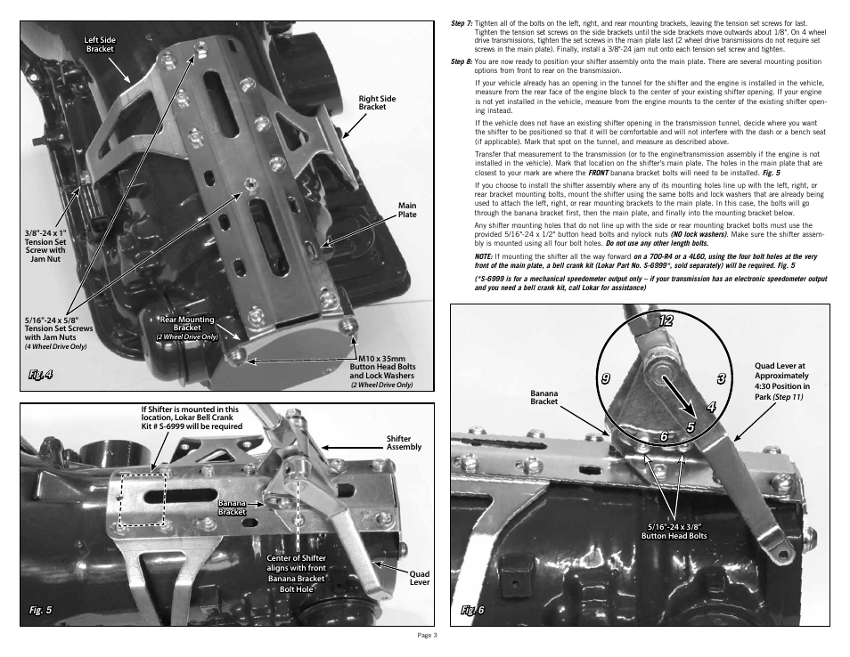 Lokar Automatic Trans Mount Shifter 700-R4 , 4L60, and 4L60E User Manual | Page 3 / 6