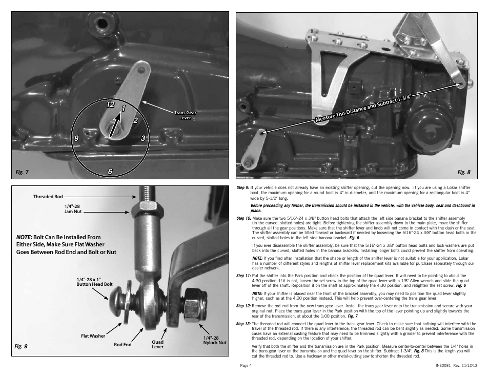 Lokar Automatic Trans Mount Shifter 700-R4 , 4L60, and 4L60E User Manual | Page 4 / 6