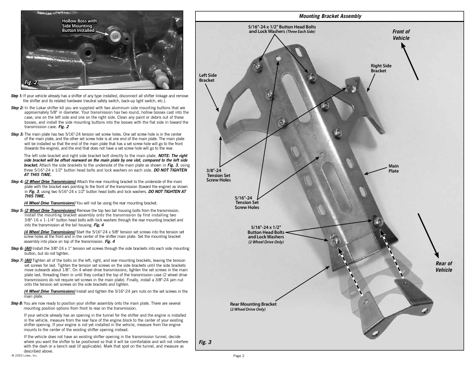 Lokar Automatic Trans Mount Shifter TH400 User Manual | Page 2 / 6