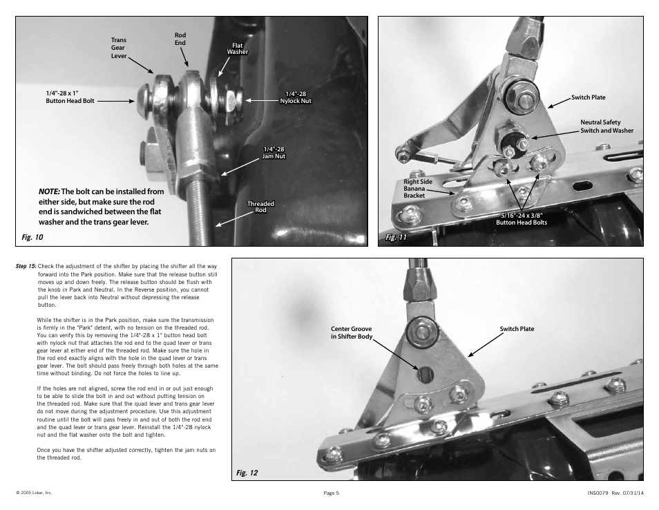 Lokar Automatic Trans Mount Shifter TH350 User Manual | Page 5 / 6