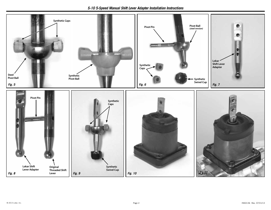 Lokar S-10 5-Speed Manual Shift Lever Adapter User Manual | Page 2 / 2