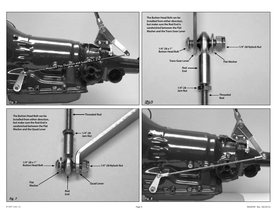 Lokar Automatic Transmission Shifter GM Tailmount User Manual | Page 4 / 6