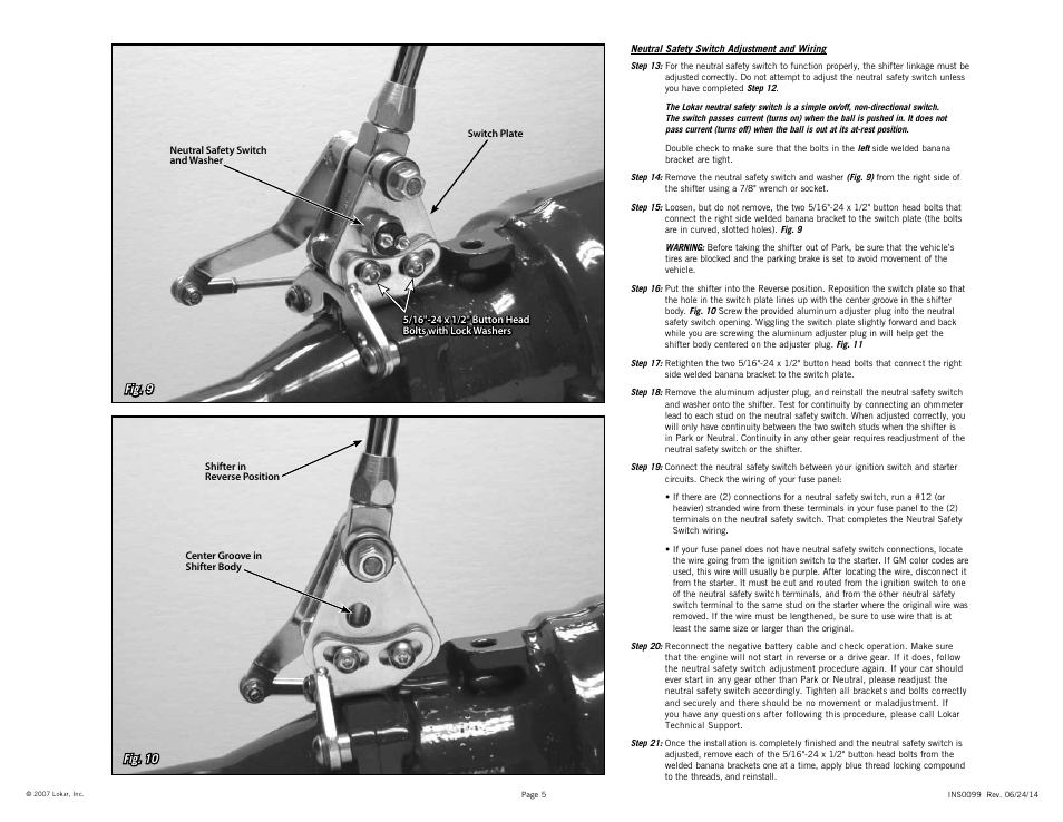 Lokar Automatic Transmission Shifter GM Tailmount User Manual | Page 5 / 6