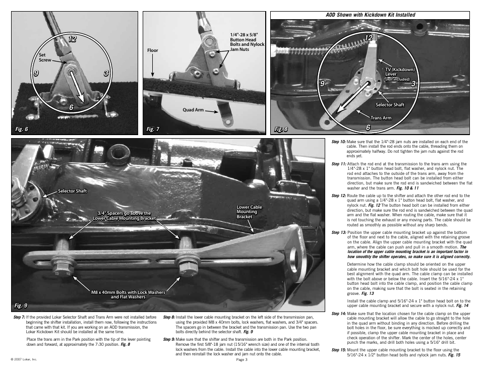 Lokar Cable Operated Shifter Ford AOD-4R70W-AODE User Manual | Page 3 / 6