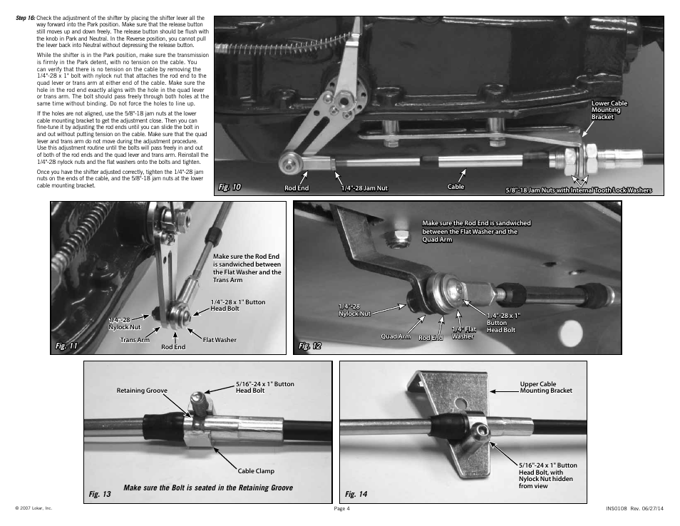 Lokar Cable Operated Shifter Ford AOD-4R70W-AODE User Manual | Page 4 / 6