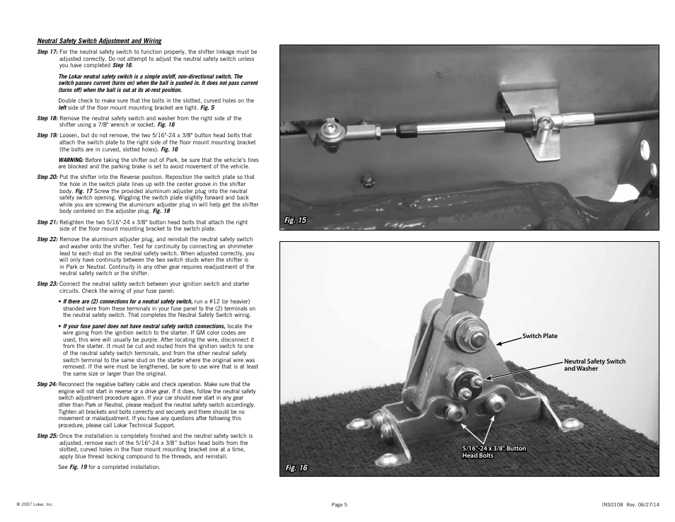 Lokar Cable Operated Shifter Ford AOD-4R70W-AODE User Manual | Page 5 / 6