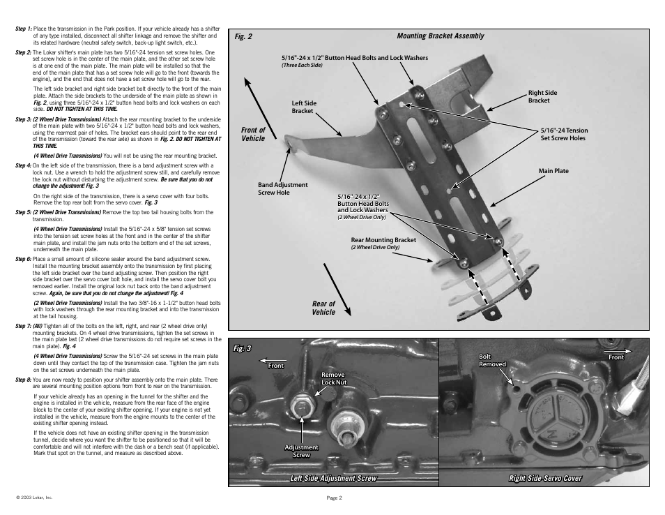 Lokar Automatic Trans Mount Shifter Ford C6 User Manual | Page 2 / 6