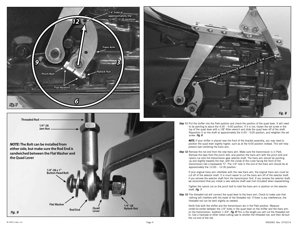 Lokar Automatic Trans Mount Shifter Ford C6 User Manual | Page 4 / 6