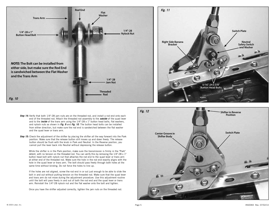 Lokar Automatic Trans Mount Shifter Ford C6 User Manual | Page 5 / 6