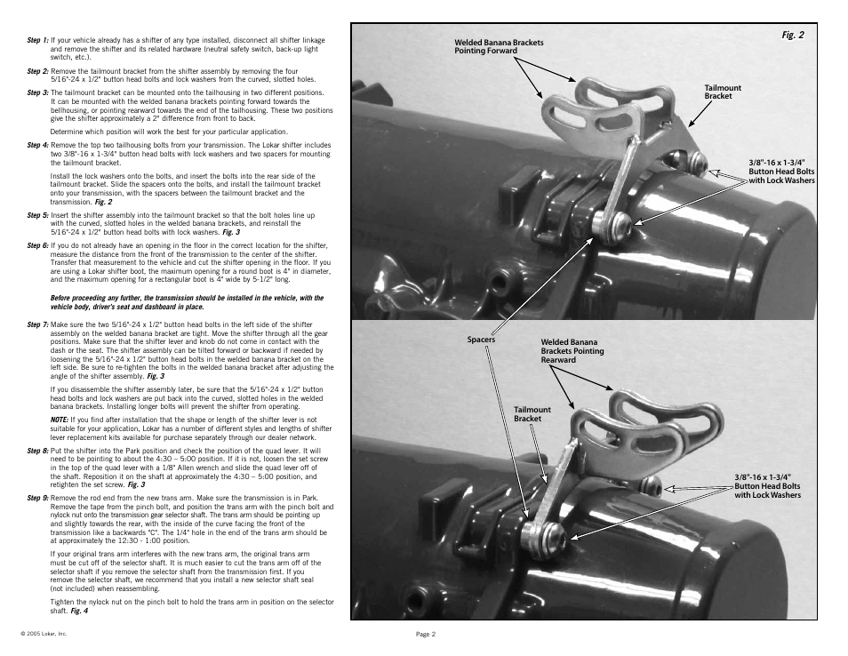 Lokar Automatic Transmission Shifter Ford C4/C6 Tailmount User Manual | Page 2 / 6