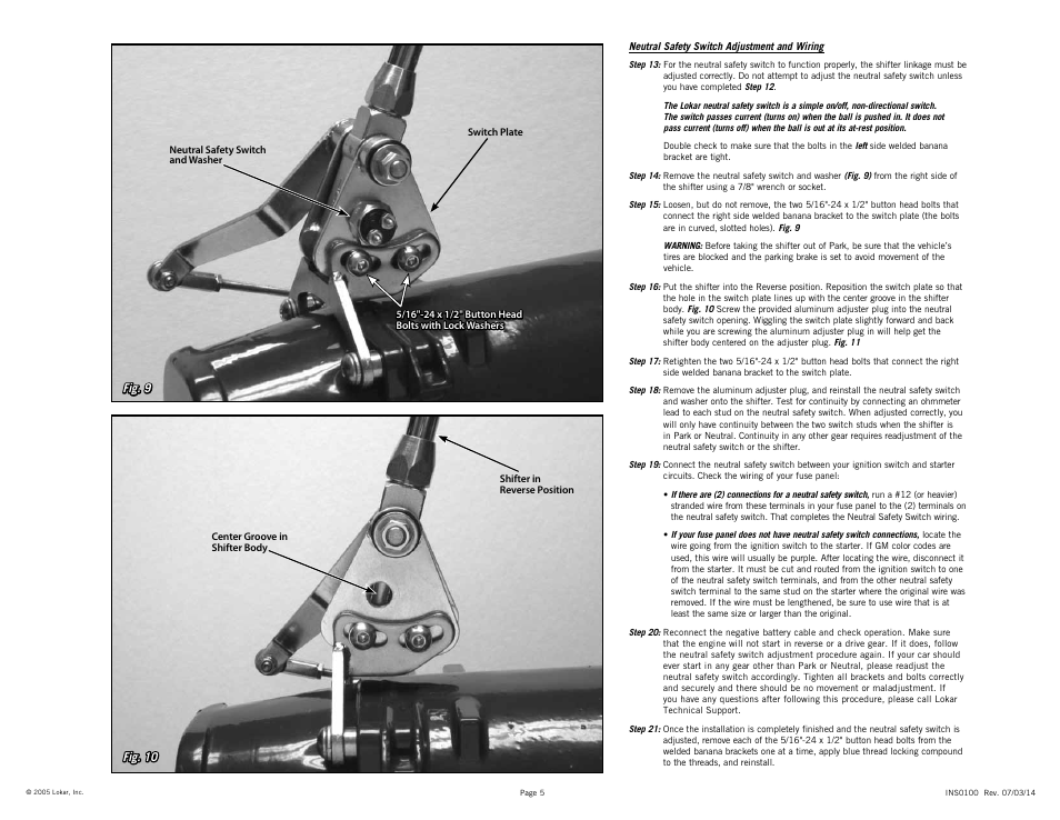 Lokar Automatic Transmission Shifter Ford C4/C6 Tailmount User Manual | Page 5 / 6