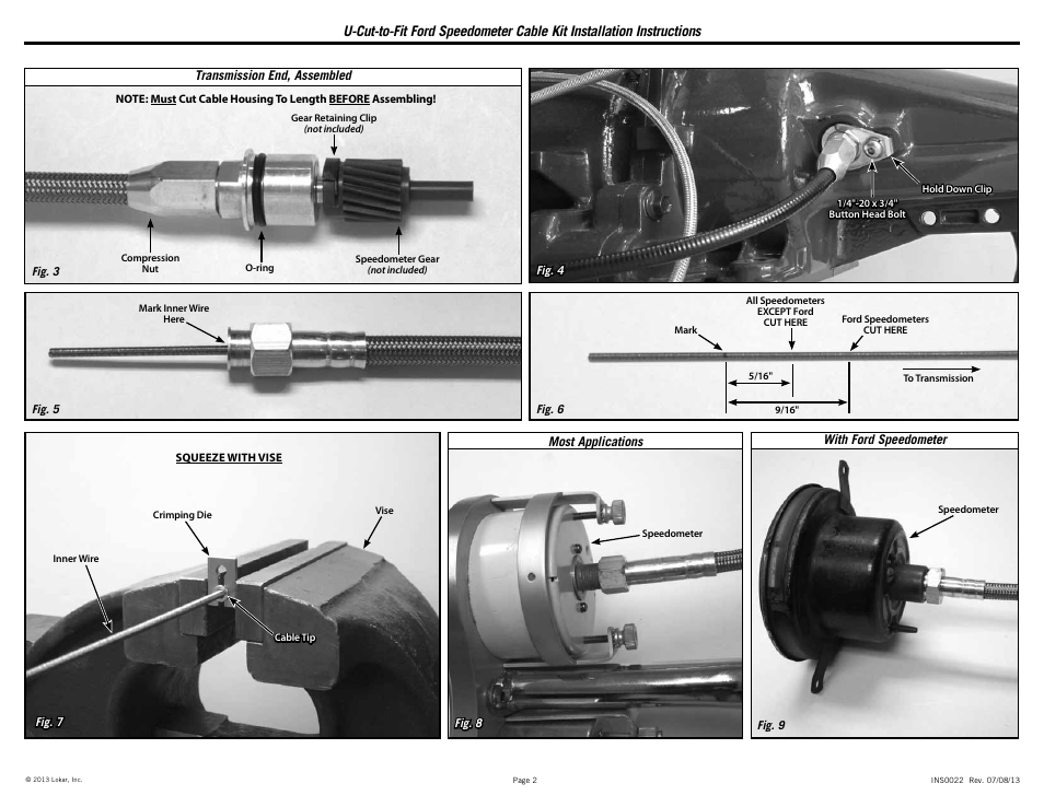 Lokar U-Cut-to-Fit Ford Speedometer Cable Kit User Manual | Page 2 / 2