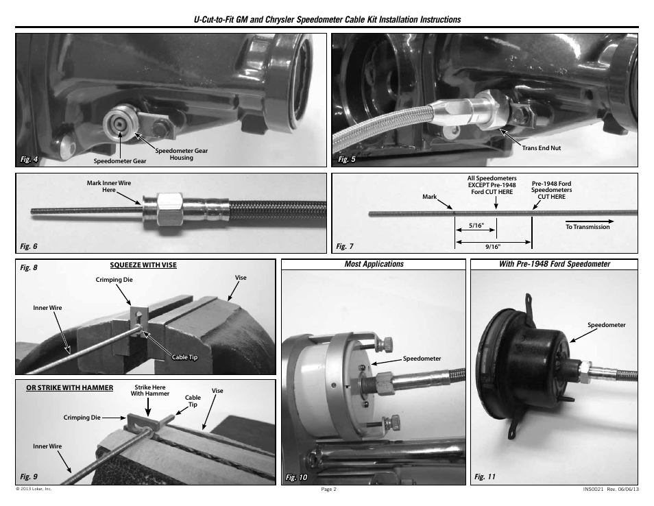 Lokar U-Cut-to-Fit GM and Chrysler Speedometer Cable Kit User Manual | Page 2 / 2