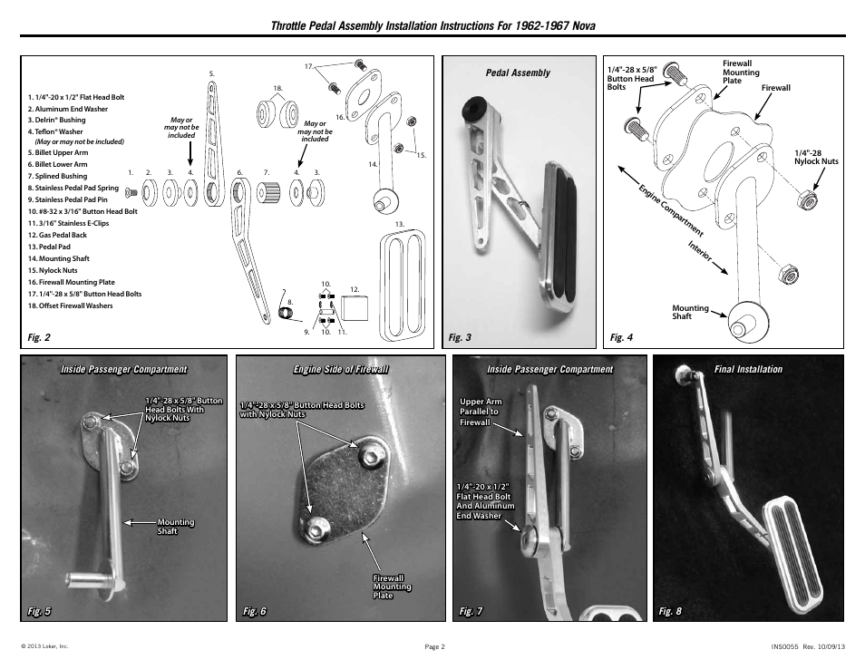 Lokar Throttle Pedal Assembly For 1962-1967 Novа User Manual | Page 2 / 2