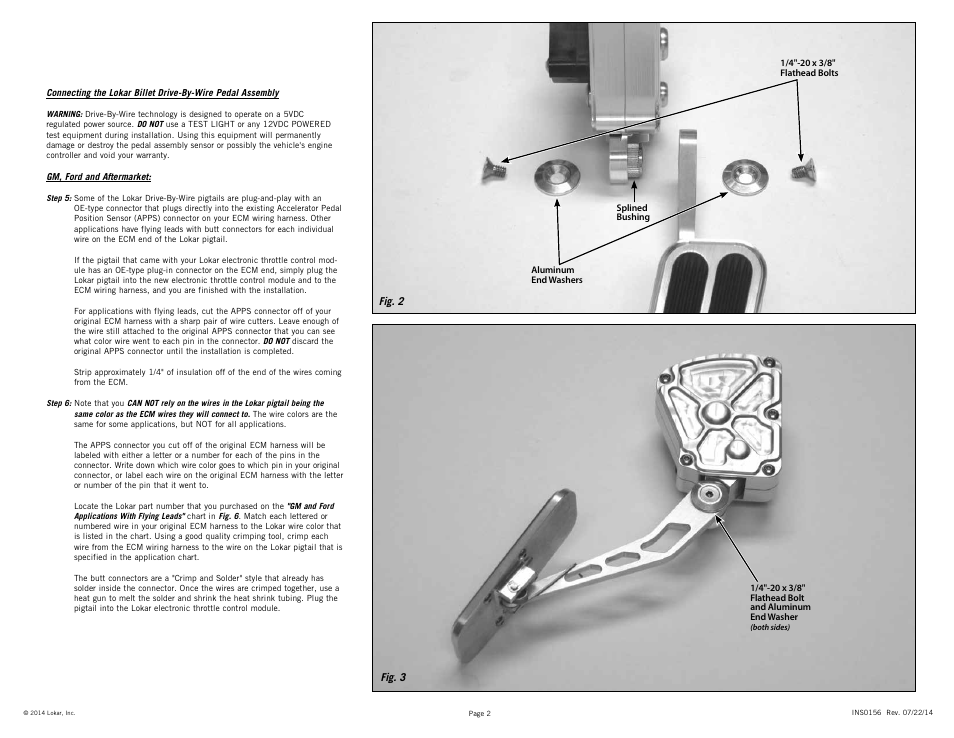 Lokar Billet Drive-By-Wire Throttle Pedal User Manual | Page 2 / 4