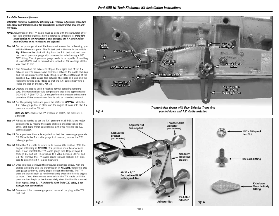 Lokar Ford AOD Hi-Tech Kickdown Kit User Manual | Page 3 / 4