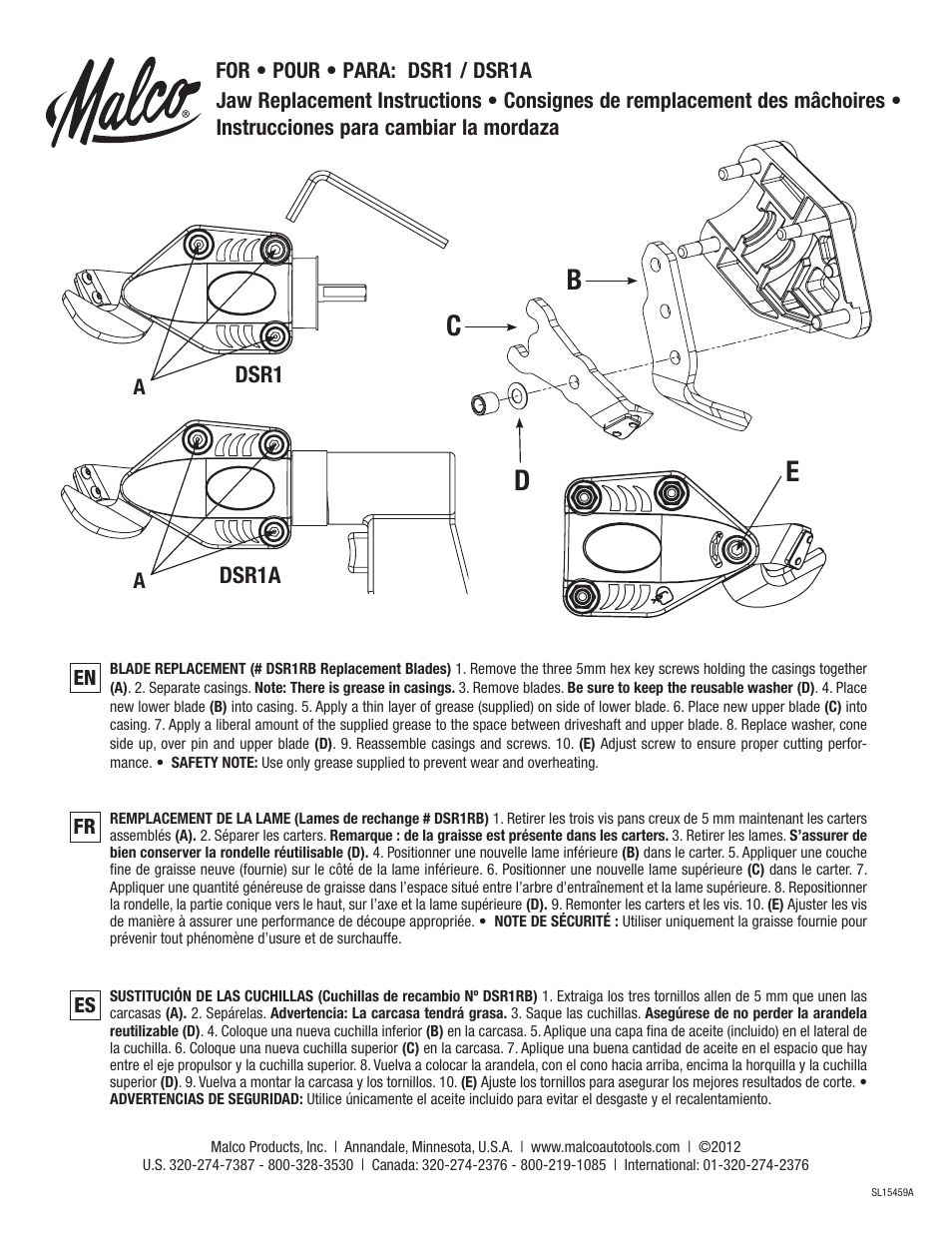 Malco DSR1RB Replacement Blade User Manual | 1 page