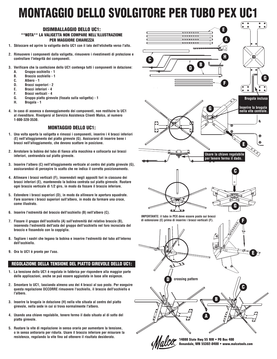 Montaggio dello svolgitore per tubo pex uc1 | Malco UC1 Uncoiler: Pex Tubing User Manual | Page 4 / 5