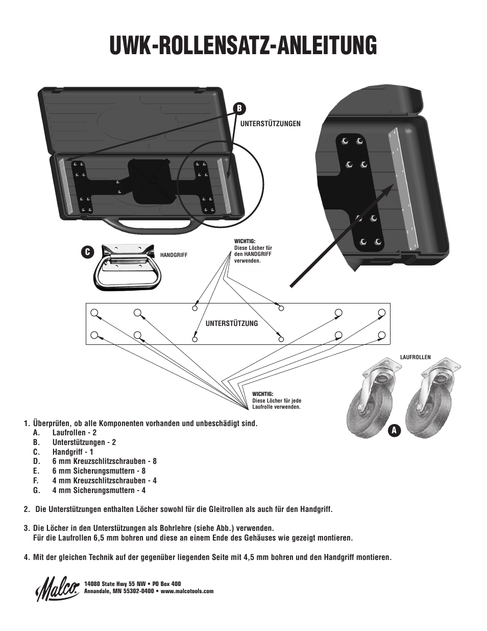 Uwk-rollensatz-anleitung | Malco UC1 Wheel Kit Uncoiler: Pex Tubing User Manual | Page 3 / 5