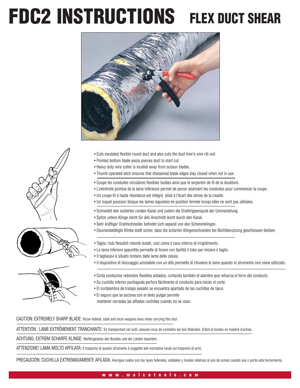 Malco FDC2 Flex Duct Shear User Manual | 1 page