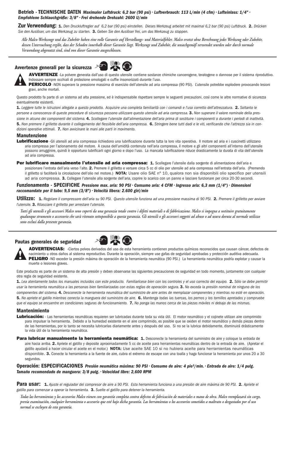 Utilizzo, Zur verwendung, Para usar | Malco TSF2A TurboShear - Backerboard, AIR User Manual | Page 2 / 2