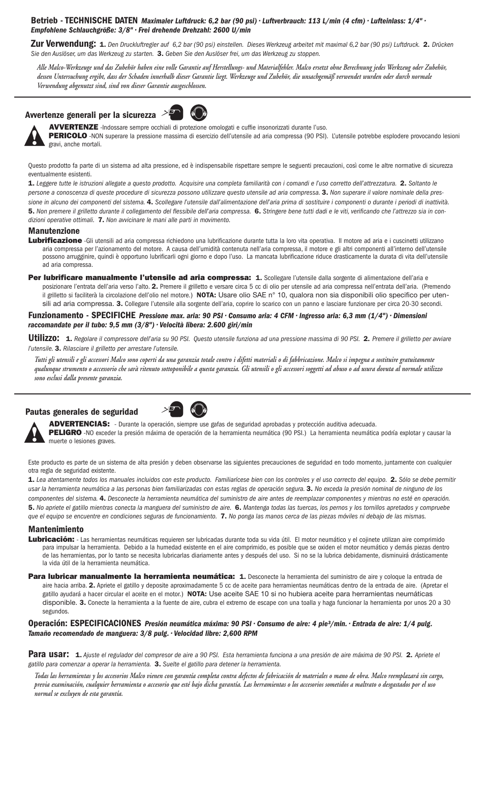 Utilizzo, Zur verwendung, Para usar | Malco TSS1A TurboShear - Asphalt Shingle Shear, Pneumatic User Manual | Page 2 / 2