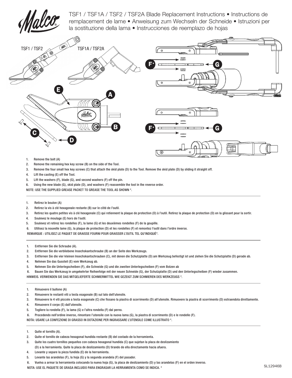 Malco TSFARB TurboShear - Backerboard User Manual | 1 page