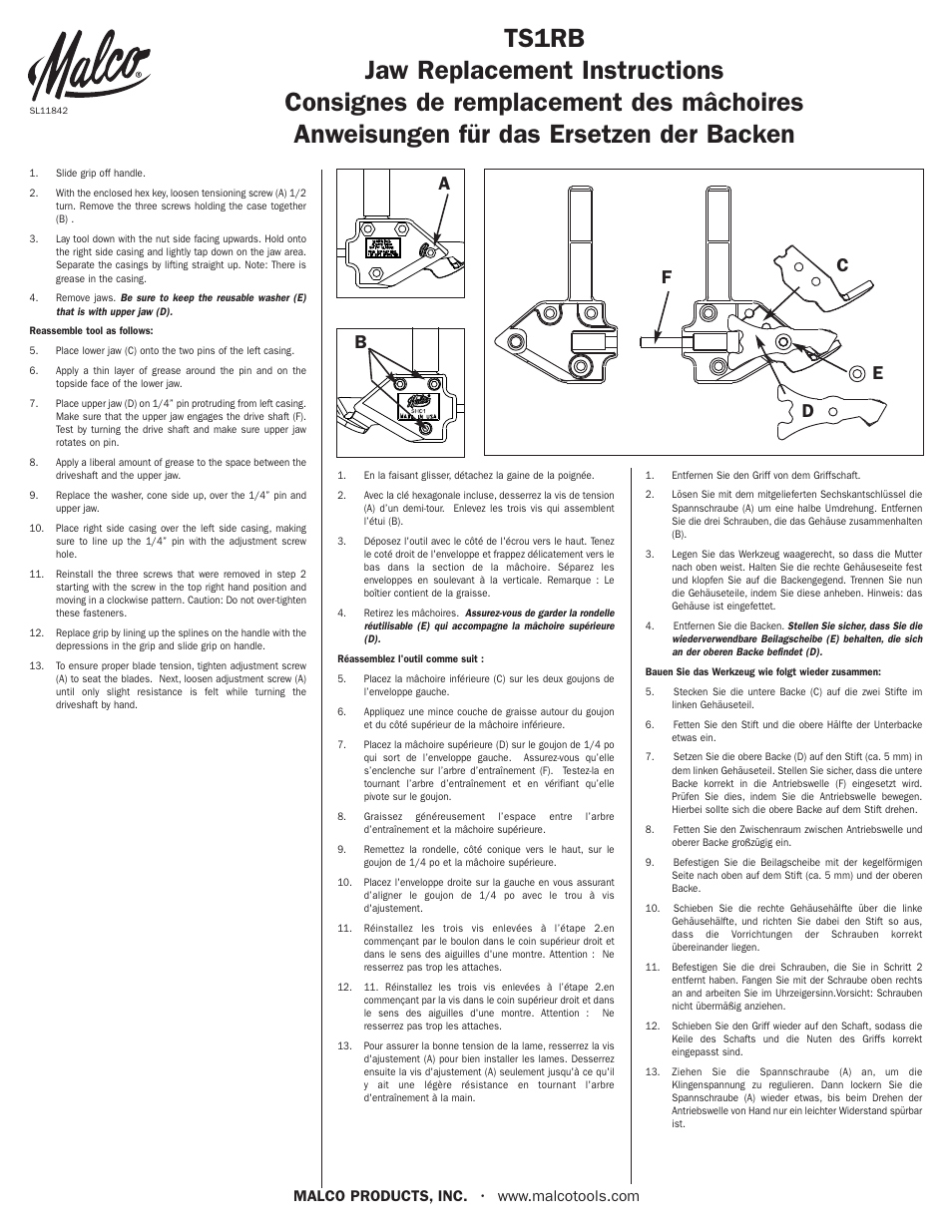 Malco TS1 TurboShear User Manual | 2 pages