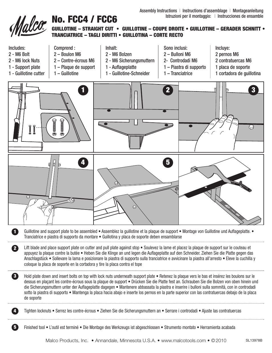 Malco FCC6 Guillotine Shear - Laminate Flooring User Manual | 1 page