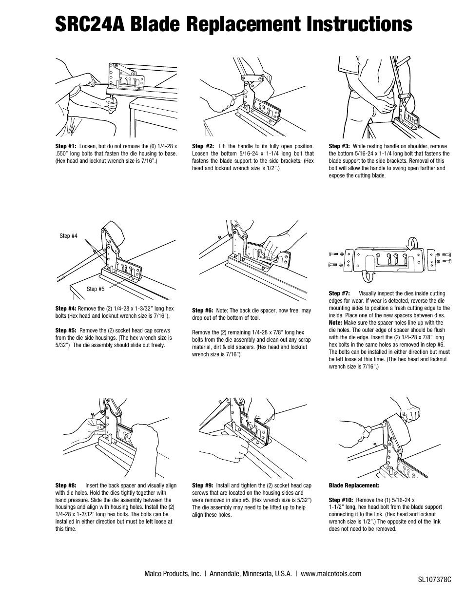 Malco SRC24A Channel Shear User Manual | 2 pages