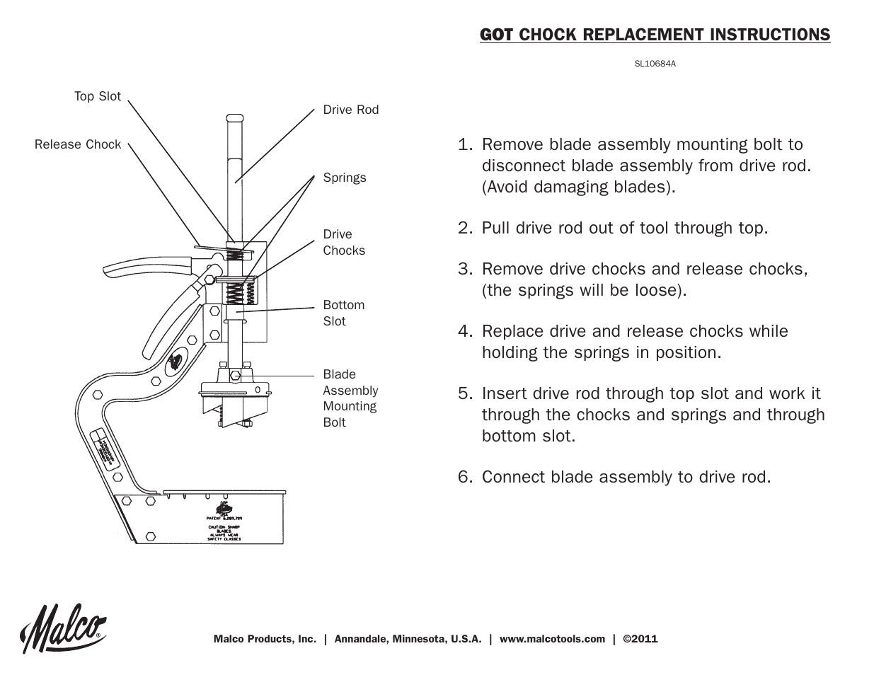 Malco Gutter Outlet Punches GOP chock replacement User Manual | 1 page