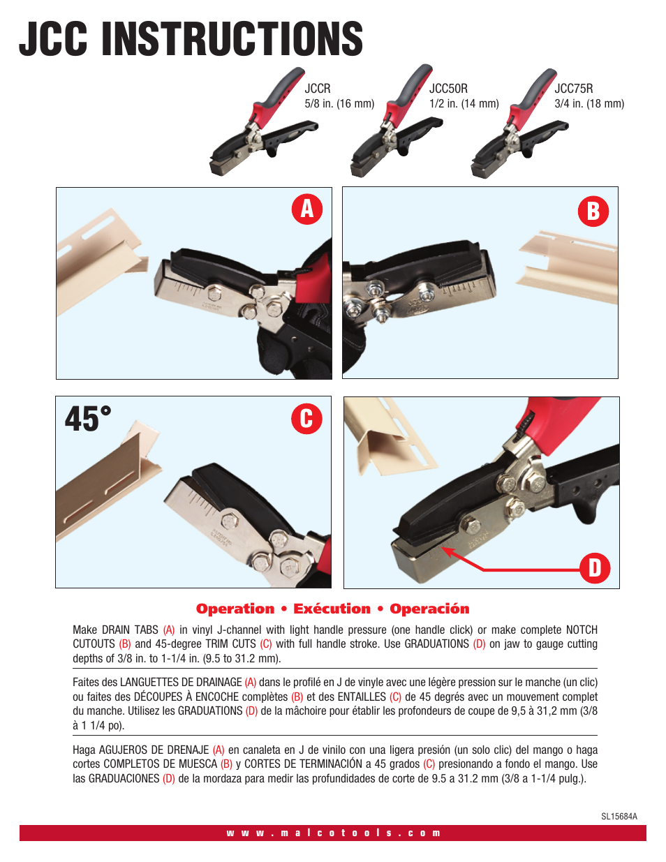Malco J Channel Cutter User Manual | 1 page