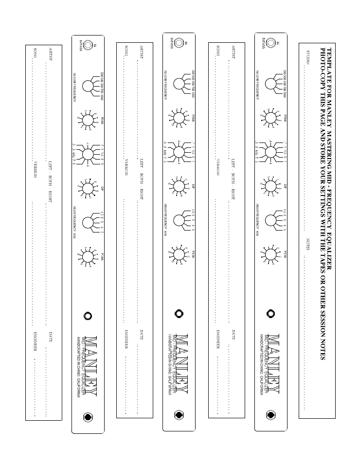 Manley ENHANCED MID FREQUENCY PULTEC EQUALIZER User Manual | Page 15 / 15