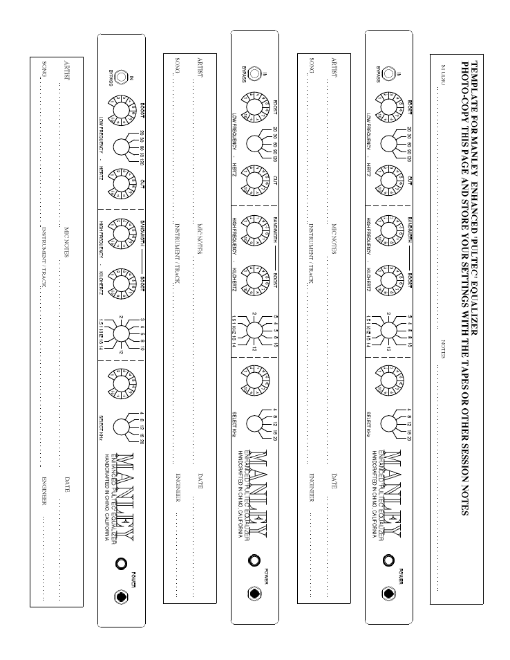 Manley ENHANCED PULTEC EQP1-A EQUALIZER User Manual | Page 16 / 16