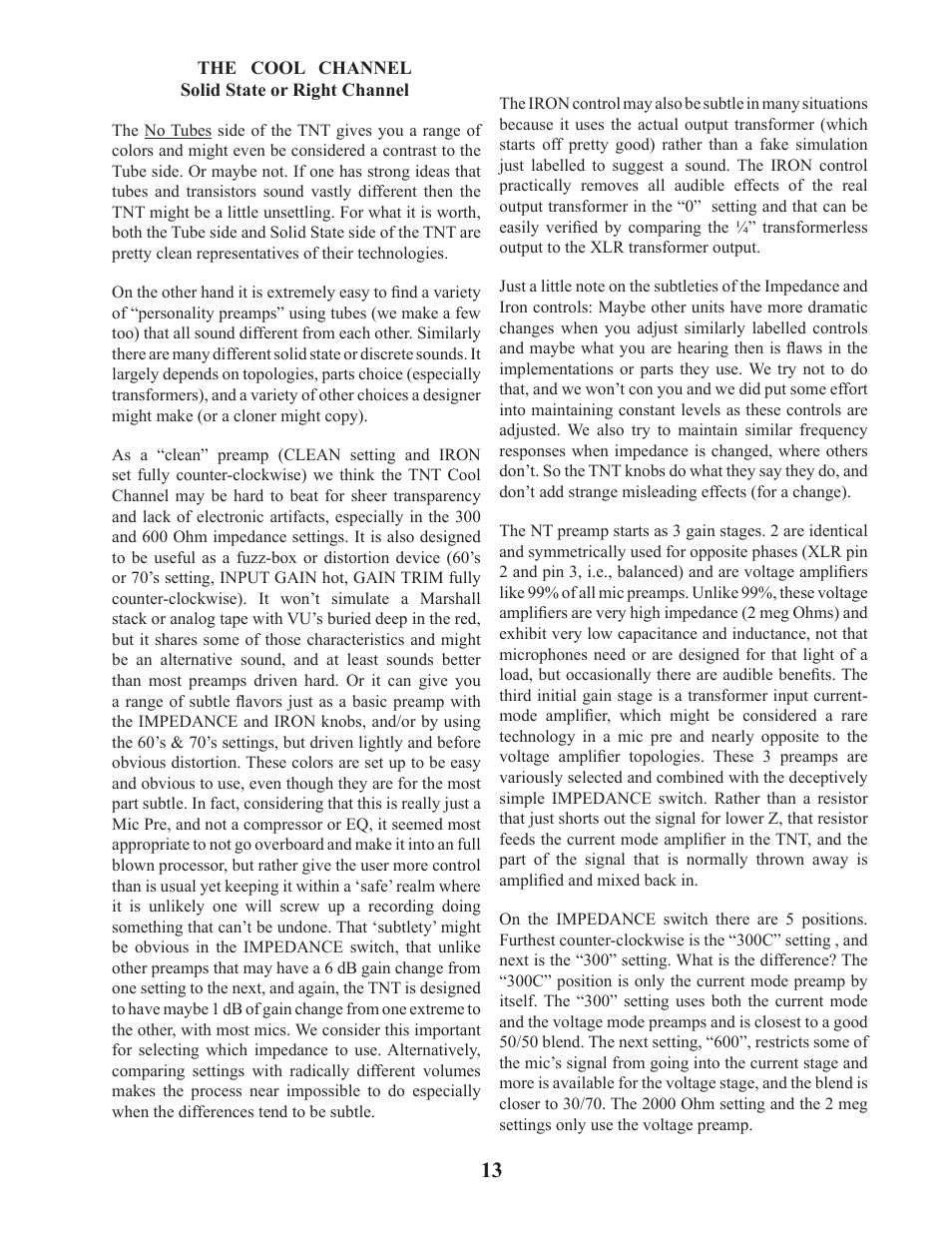 Manley TNT MICROPHONE PREAMPLIFIER User Manual | Page 13 / 26