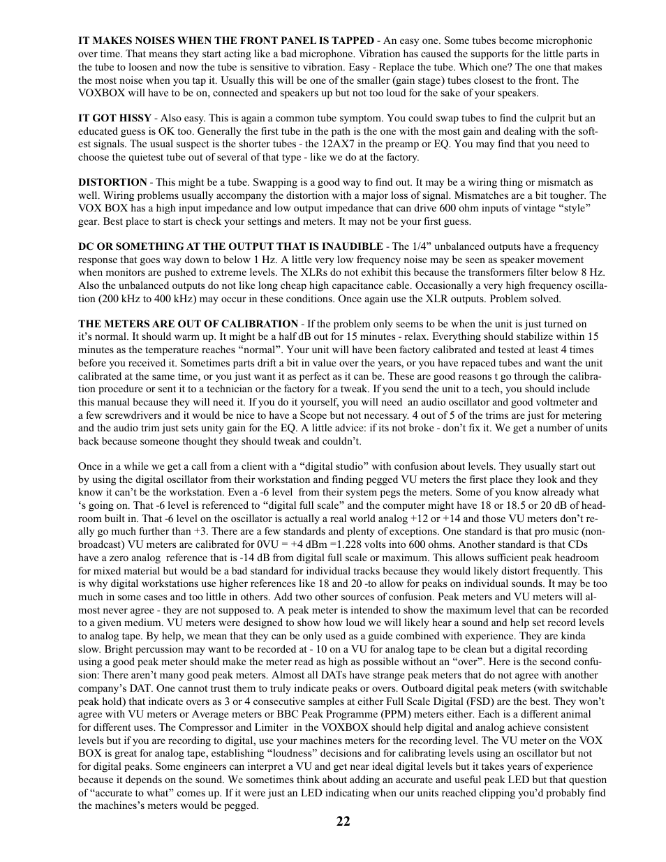 Manley VOXBOX - MVBXA 4/2003 User Manual | Page 22 / 26