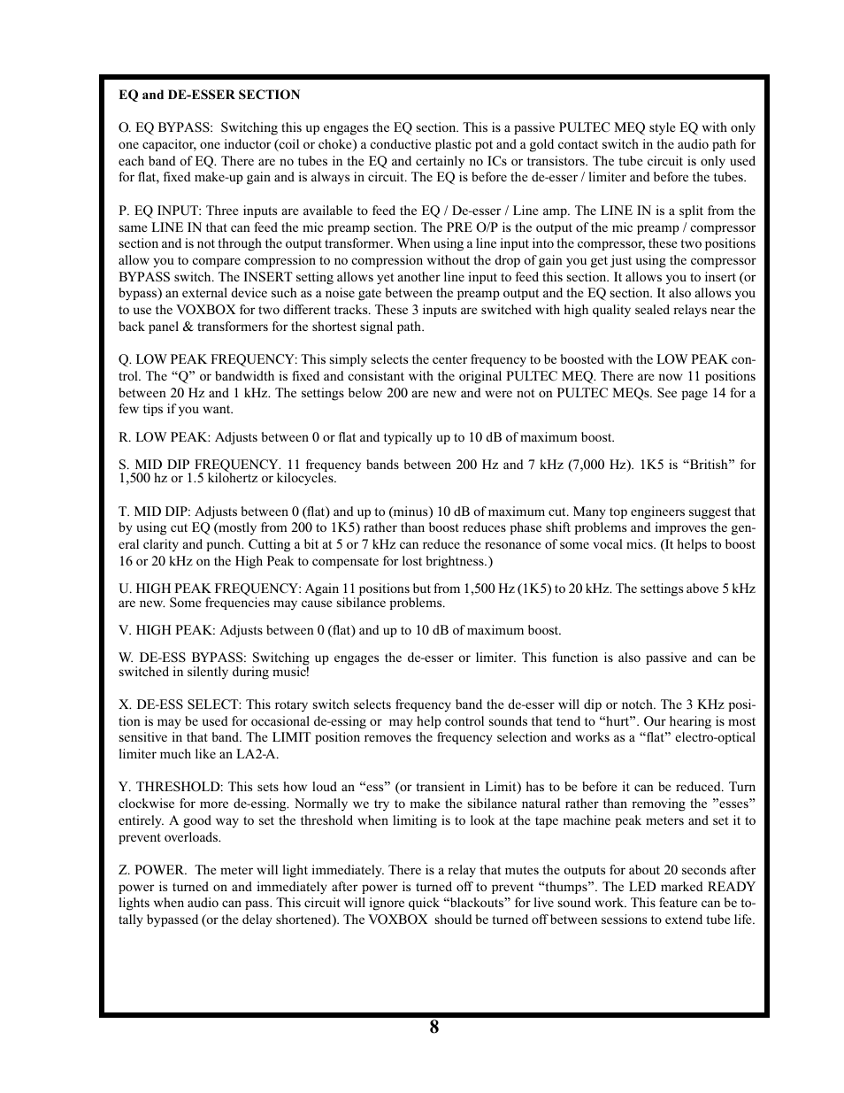 Manley VOXBOX - MVBXA 4/2003 User Manual | Page 8 / 26