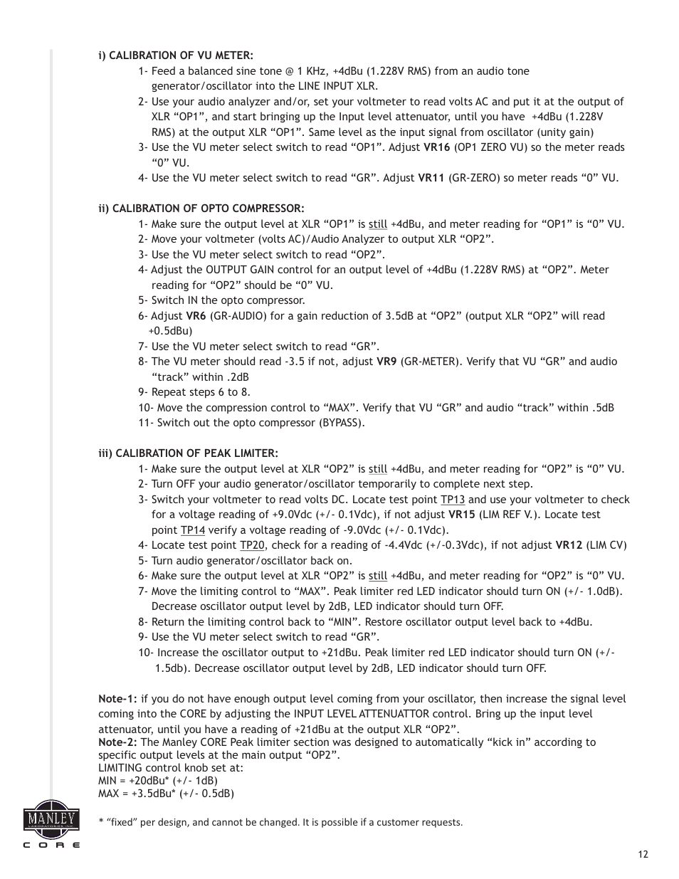 Manley СORE REFERENCE CHANNEL STRIP - MCORE001-025 4/2014 - 5/2014 User Manual | Page 13 / 15