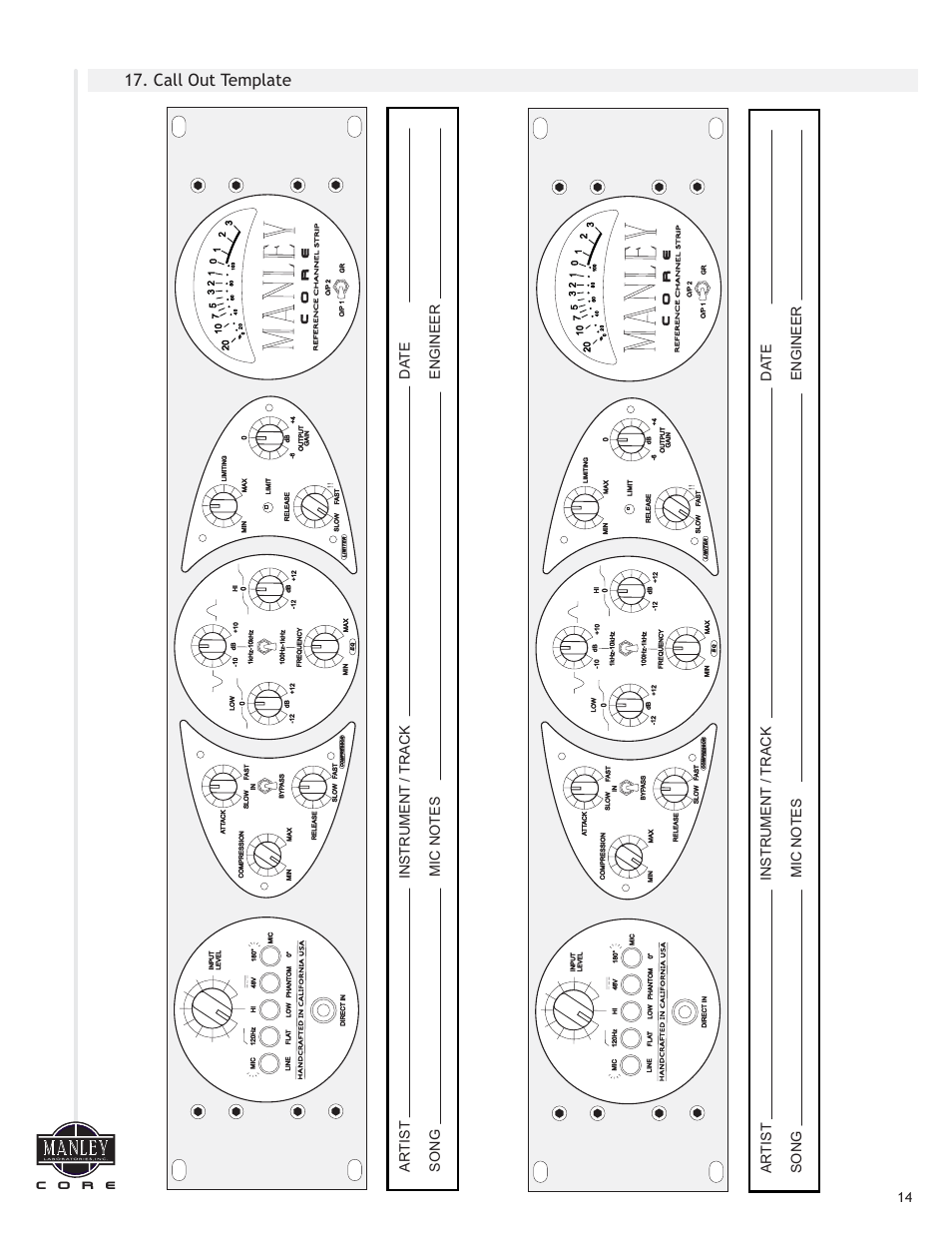 Call out template, Co r e | Manley СORE REFERENCE CHANNEL STRIP - MCORE001-025 4/2014 - 5/2014 User Manual | Page 15 / 15