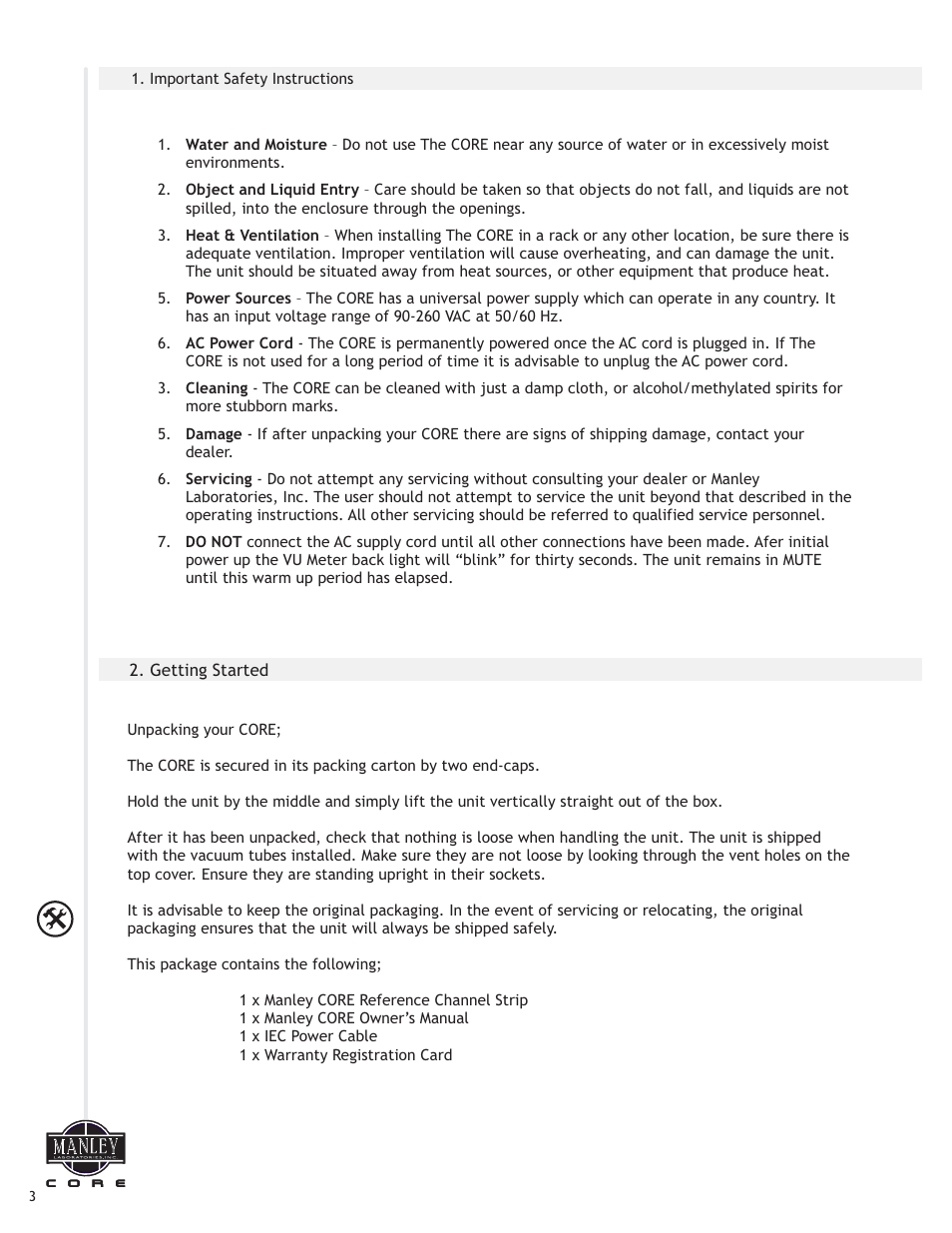 Manley СORE REFERENCE CHANNEL STRIP - MCORE001-025 4/2014 - 5/2014 User Manual | Page 4 / 15