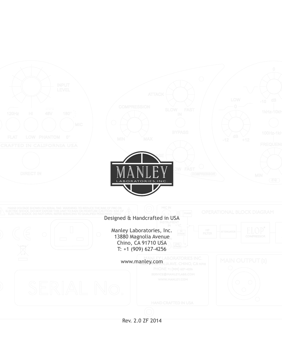 Serial no, Co r e | Manley СORE REFERENCE CHANNEL STRIP - MCORE026 and up 7/2014 User Manual | Page 16 / 16