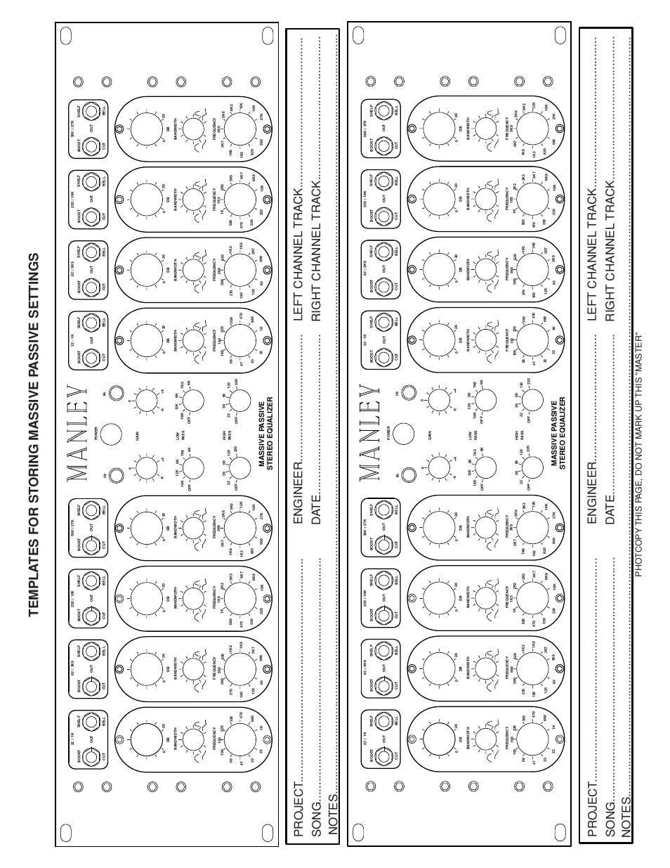 Templa tes for st oring massive p assive settings, Massive p assive stereo eq u alizer | Manley MASSIVE PASSIVE STEREO TUBE EQ - MSMP 1998 - 2/2004 User Manual | Page 33 / 33