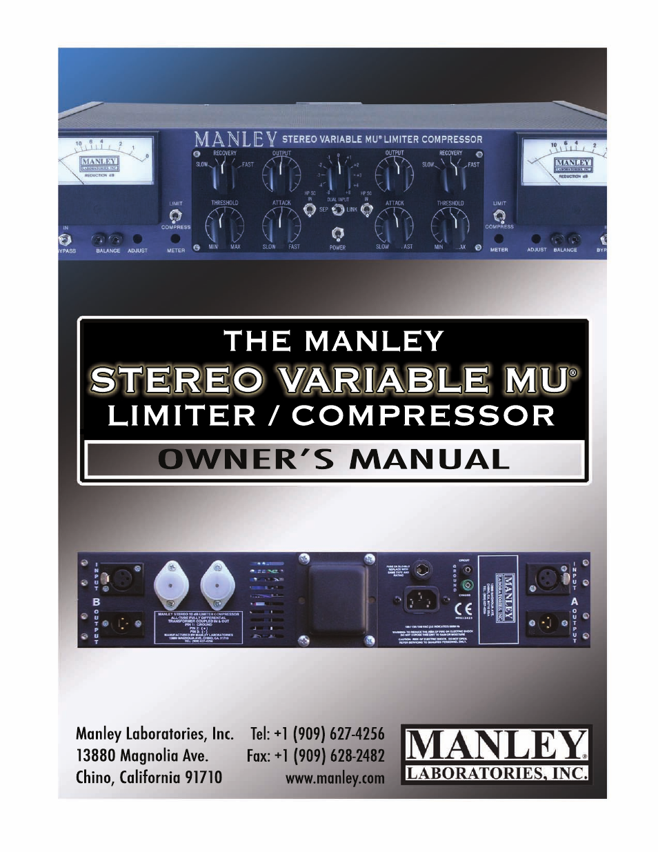 Manley STEREO VARIABLE MU LIMITER / COMPRESSOR - 3/2004 User Manual | 18 pages