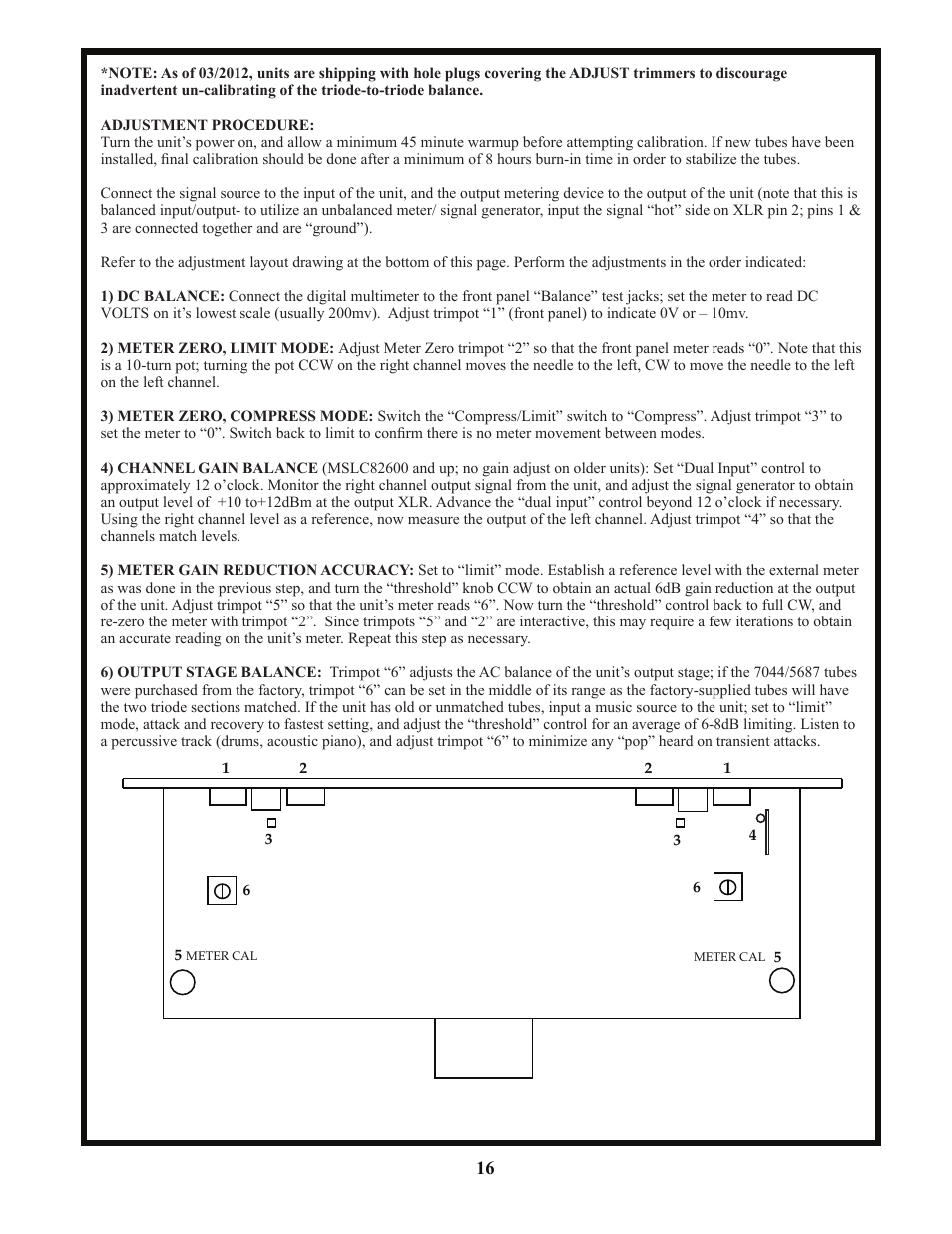 Manley STEREO VARIABLE MU LIMITER / COMPRESSOR - 3/2004 User Manual | Page 16 / 18