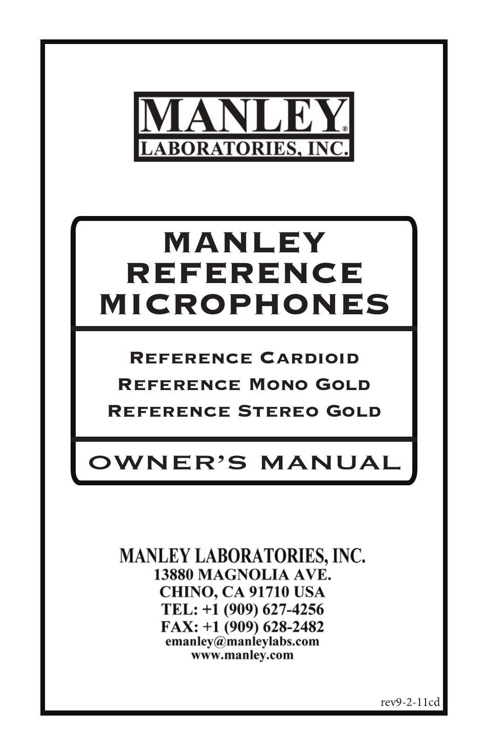 Manley REFERENCE MICROPHONES - 2010 - present User Manual | 11 pages